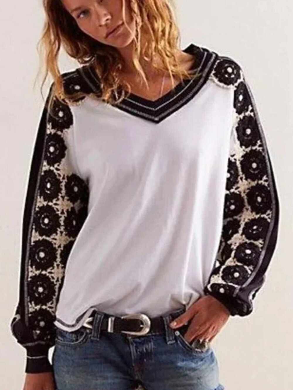 We The Free Oceanside Long Croched Sleeve M